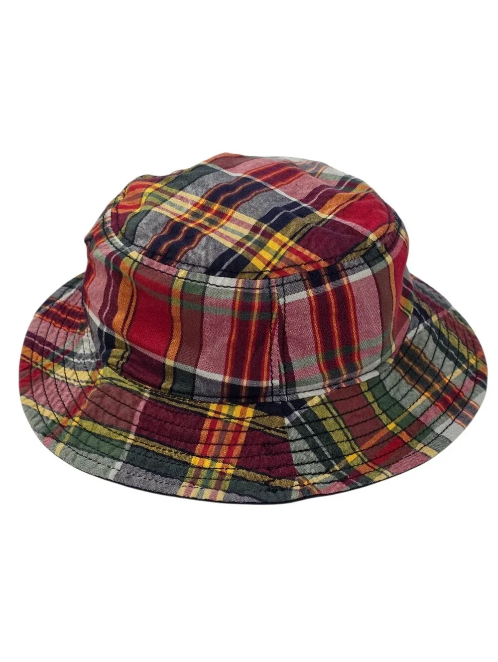 Polo Ralph Lauren Reversible Madras Plaid Bucket Hat Youth S/M Pony Logo Preppy
